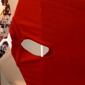 inc burnt orange PL top with short turtle neck